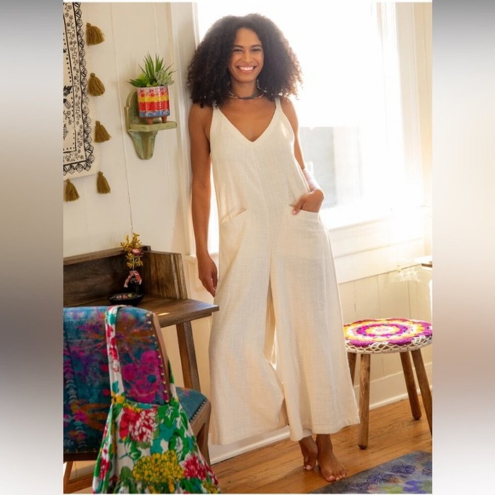 Natural Life Chelsea Cotton Jumpsuit - Ivory - XL